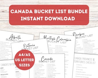 Canada Bucket List Bundle Printable | Canada Vacation Planner Travel Checklist | Canada National Parks Tracker | Canadian Province Log