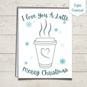 Cartão de Natal Punny, cartões de Natal divertidos, eu te amo um café com leite, cartão de Natal da esposa, cartão de Natal do marido, cartão de Natal do amigo, espaço em branco divertido