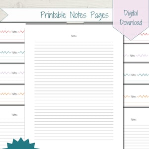 Digital Notes Template, Digital Paper, Printable Notebook Paper, Printable Lined Writing Paper, Planner Pages