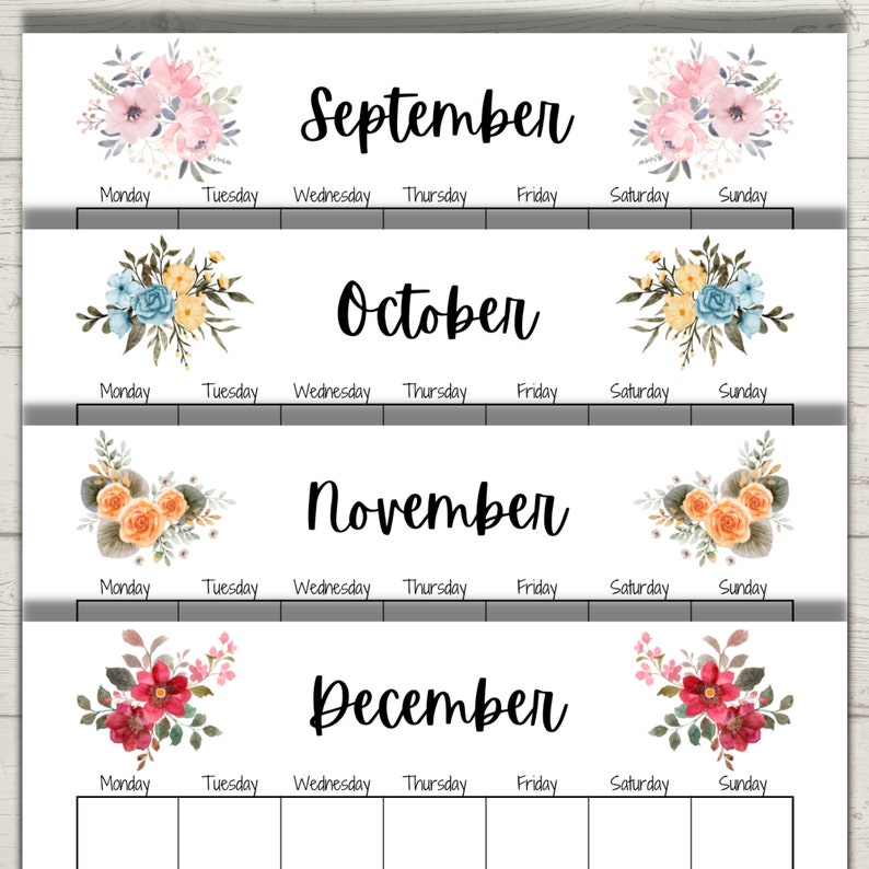 2023 Printable Calendar, 2024 Yearly Calendar Printable, Watercolor