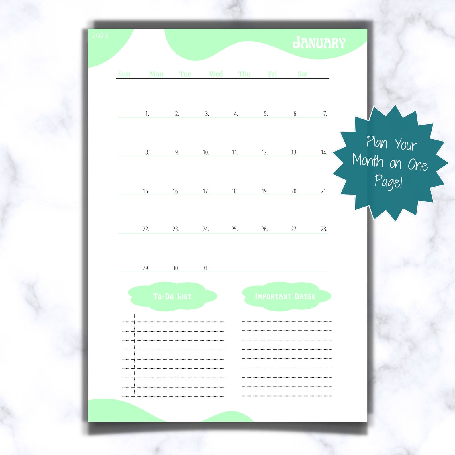 Yearly B6 Calendar Printable B6 Insert B6 2023 Calendar - Etsy