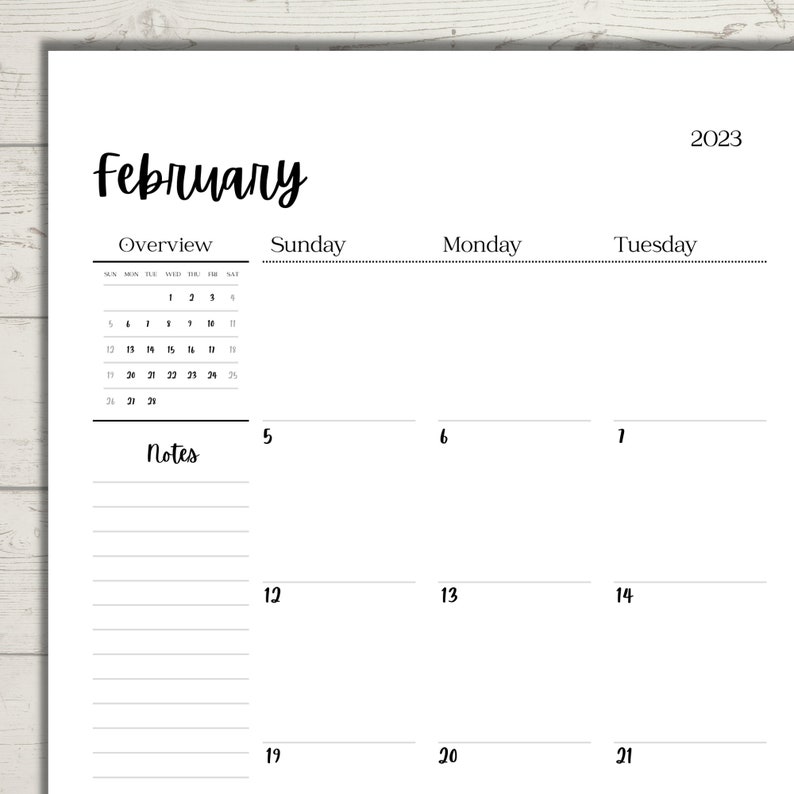 B6 Calendar Printable Month on Two Pages B6 Inserts Pocket - Etsy Canada