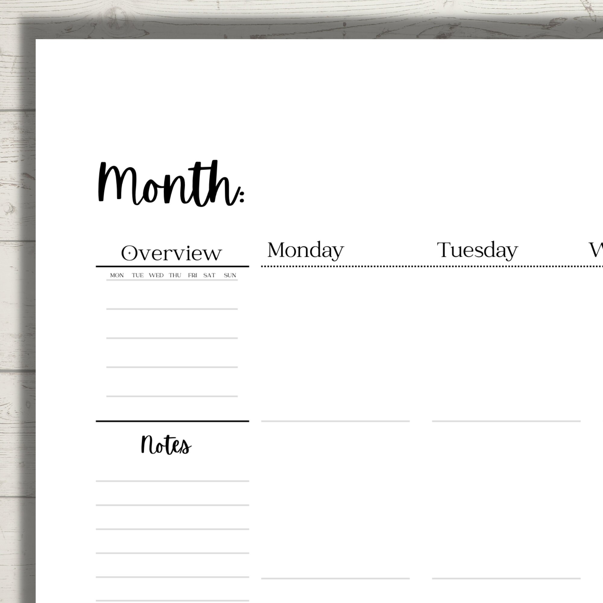 B6 Monthly Printable B6 Planner Inserts Perpetual Calendar Etsy