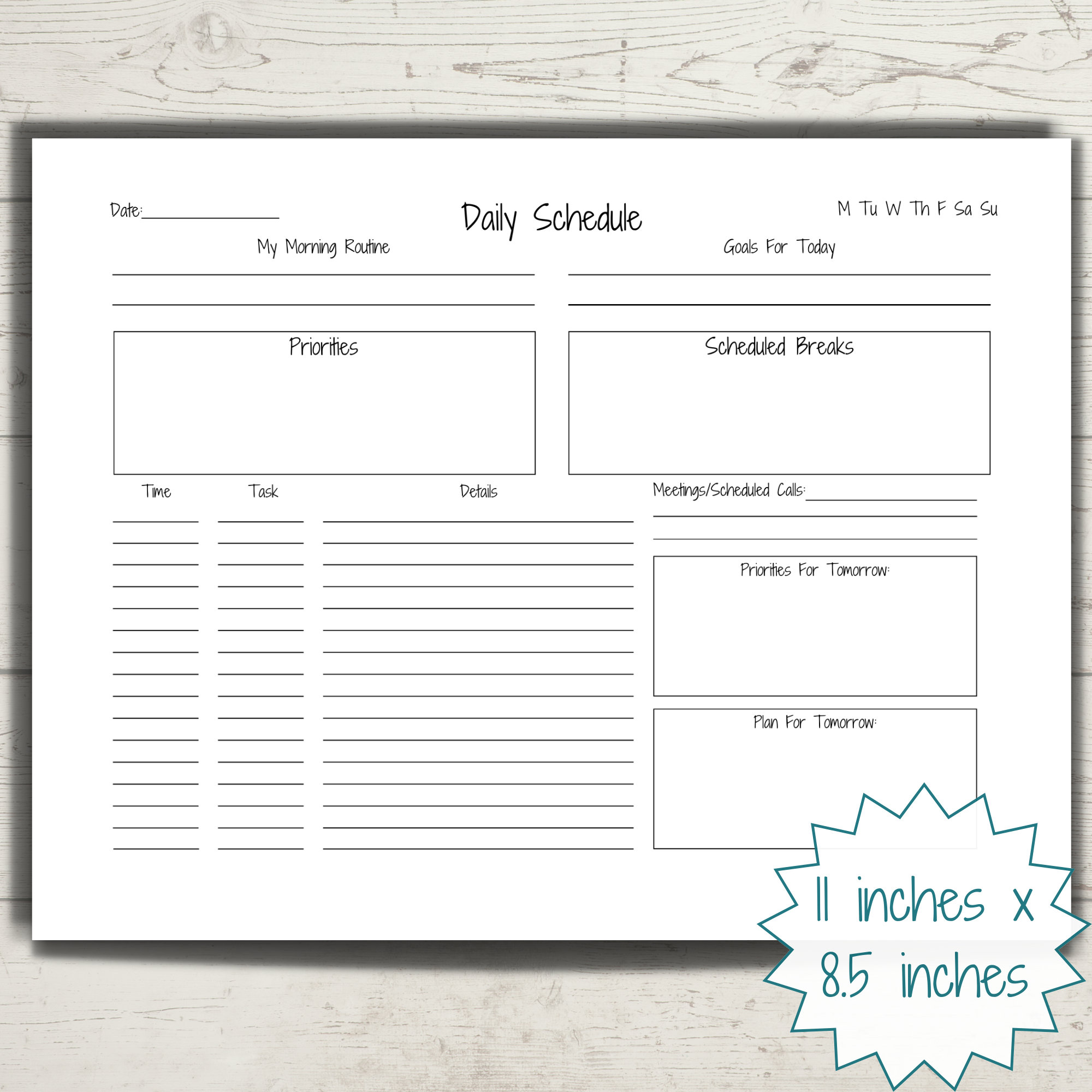 Daily Hourly Schedule Printable