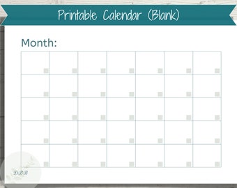 Blank Perpetual Calendar Printable, Blank Minimalist Planner, Binder, Desk, or Wall Calendar, Blank Calendar