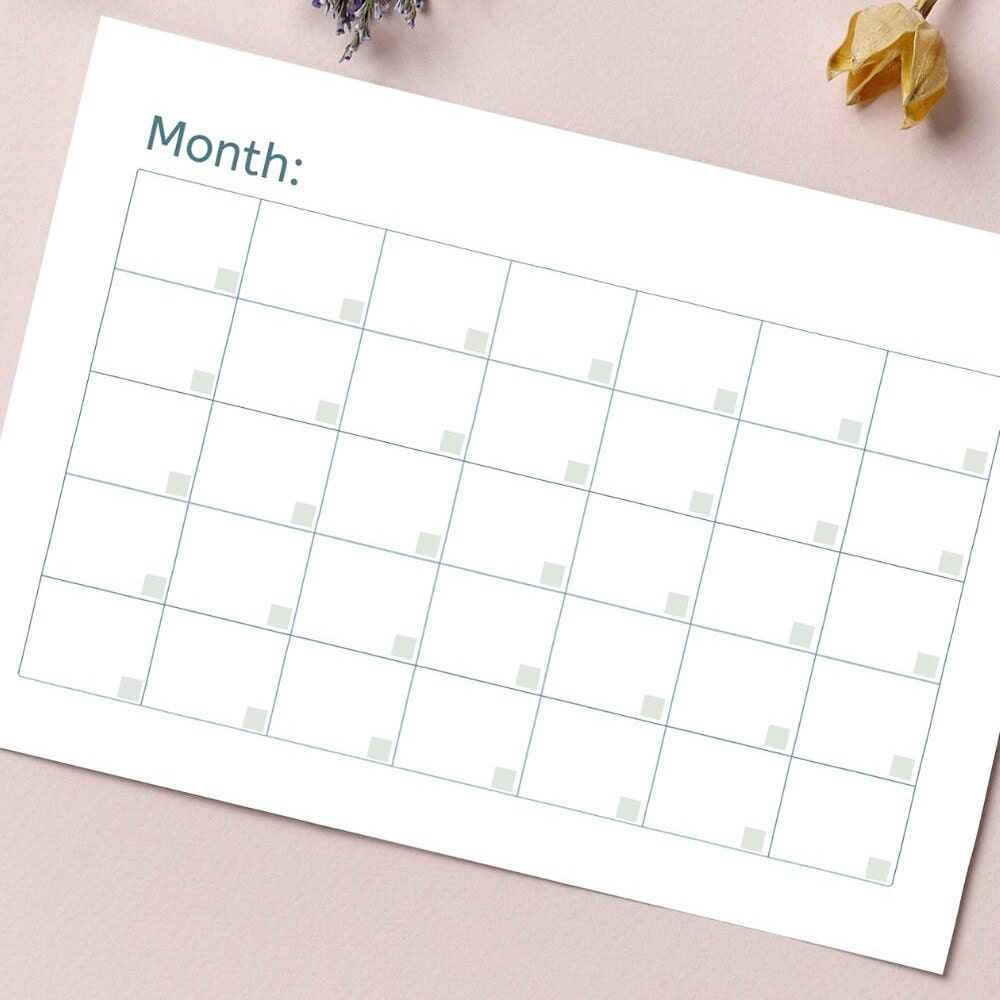 Blank Perpetual Calendar Printable, Blank Minimalist Planner, Binder
