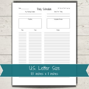 Daily Schedule Printable, Hourly Schedule Printable, Undated Planner ...