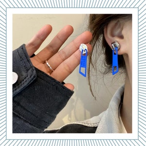 Colorful Zipper Stud Earrings: Punk Alloy Fashion Jewelry