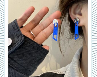 Colorful Zipper Stud Earrings: Punk Alloy Fashion Jewelry