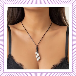 Pearl Pendant Necklace: Leather Cord, Elegant Accessory