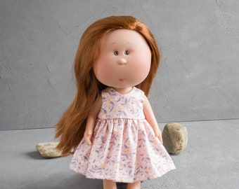 Mia Nines d'Onil doll clothes. Cotton dress for 12 inch doll. 30 cm doll outfit.