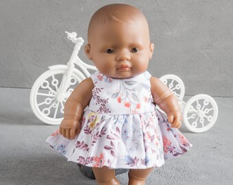 Miniland 20 cm Outfit. Miniland Puppen Kleid. 21 cm Puppenkleidung. Outfit für Miniland Babypuppe. Miniland Kleidung.