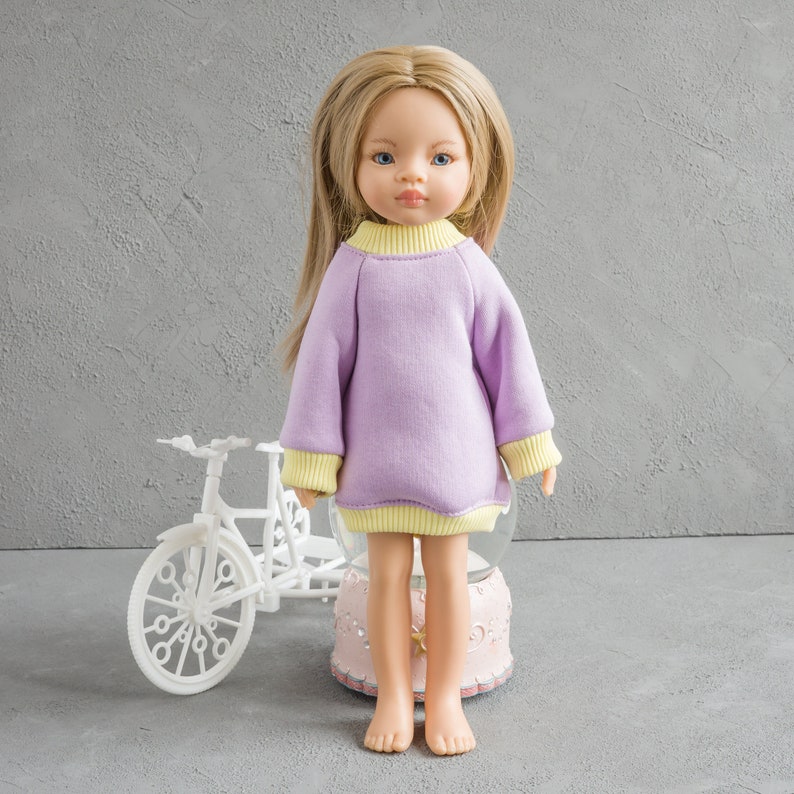 Paola Reina doll clothes. Long sweatshirt for 12 inches Las Amigas dolls. 32 cm doll clothes. image 1