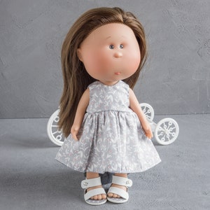 Handmade cotton dress for Nines d'Onil Mia doll. 30 cm Nines d'Onil Mia doll outfit. 11-12 inch doll clothes. image 2