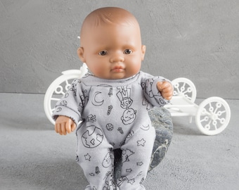 Miniland doll clothes. Cotton pajamas for 21 cm Miniland baby doll clothes. 8-9 inch doll clothes.