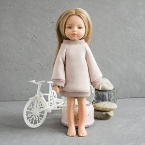 Paola Reina doll clothes. Long sweatshirt for 12 inches Las Amigas dolls. 32 cm doll clothes. Beige