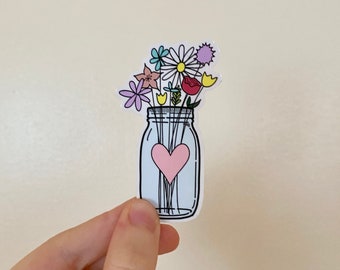 Floral Mason Jar Sticker