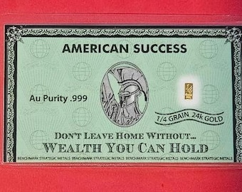 1 pieza de oro fino de 24 quilates .999 de 1/4 de grano - Colección "Éxito americano"