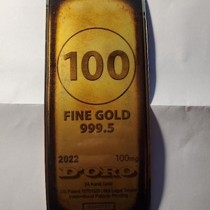 Fine 24 K Gold  Foil Bar D&#39;ORO 10th Gram 100 MG
