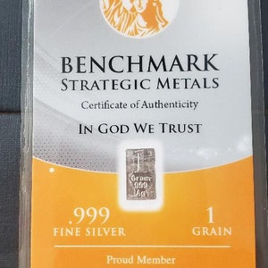 10 Each Silver 1 Grain .999 Pure Fine Silver  Made in the USA