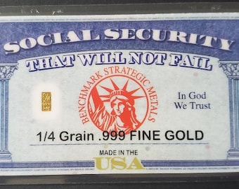 Barra de oro fino de 24 quilates de 1/4 de grano, pureza 0,999