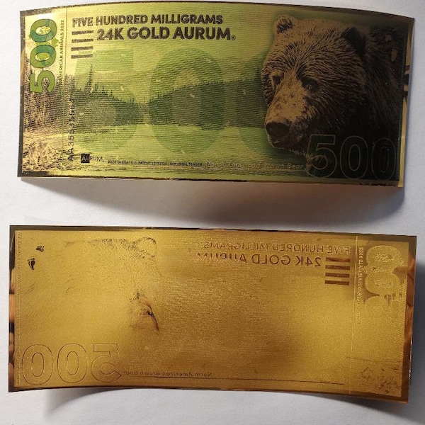 Brown Bear 500 mg Aurum® ist die zweitgrößte Goldnote in unserem fünfköpfigen North American Animal Aurum
