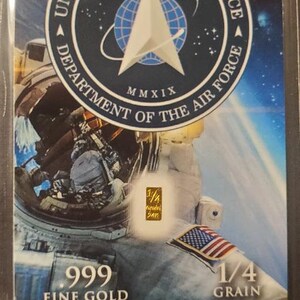 U.S. Space Force Five Pack 1/60 Gram Pure .999 Fine 24k Gold 3mm X 6mm 2 Pack
