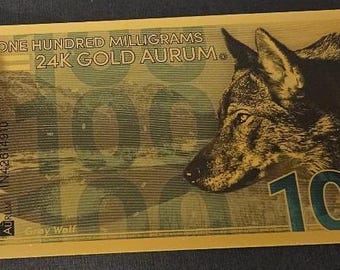2025 Gray Wolf 24K Gold Aurum Note, 100mg