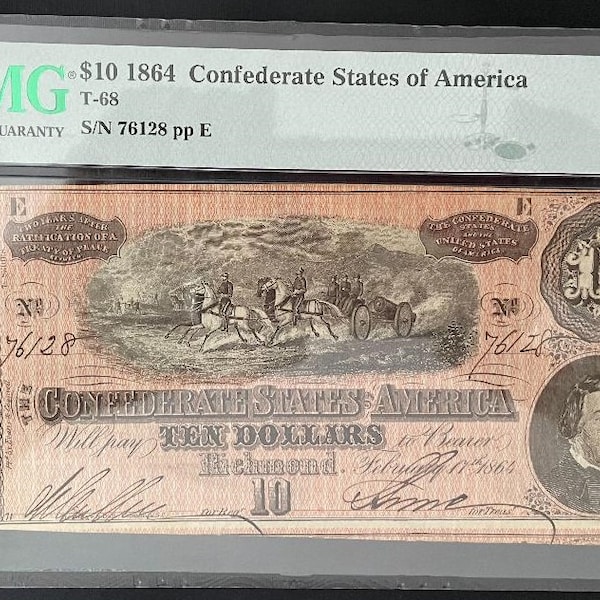 10 Dollar Confederate State of America Note 40 Extremely Fine T-68