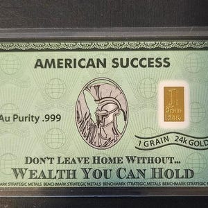 1 Grain Fine 24K .999 Gold - &#39;American Success&#39; Collectible
