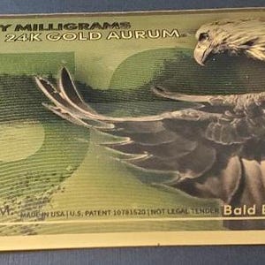 2022 Bold Eagle Fifty Milligrams 24K Pure Gold North American Animals 2022 Made in the USA