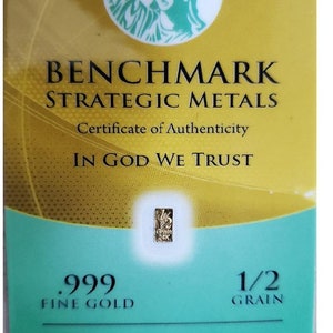 2 Each 1/2 Grain Fine pure 24K .999 Gold