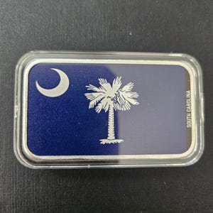 1 oz Colorized Stacking Across America South Carolina State Flag Silver Bar (New)