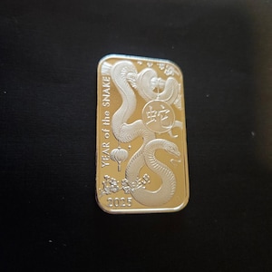Silver Bar 1 OZ 1 each 999 Pure  Combi bar 2025 1 oz Asahi Lunar Snake Silver Bar (New)