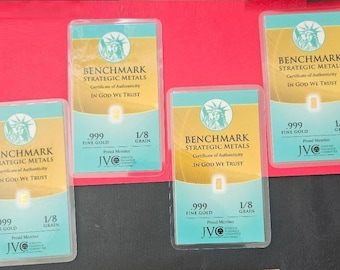 4 Each 1/8 Grain Fine pure 24K .999 Gold