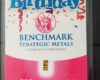 Feliz Cumpleaños 1 Cada 1/4 de Grano Fino Puro 24K .999 Oro