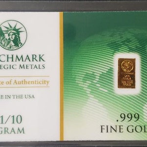 1 Each 1-10th of a Gram Fine pure 24K .999 Gold