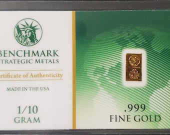 1 décima de gramo de oro fino puro de 24 quilates .999