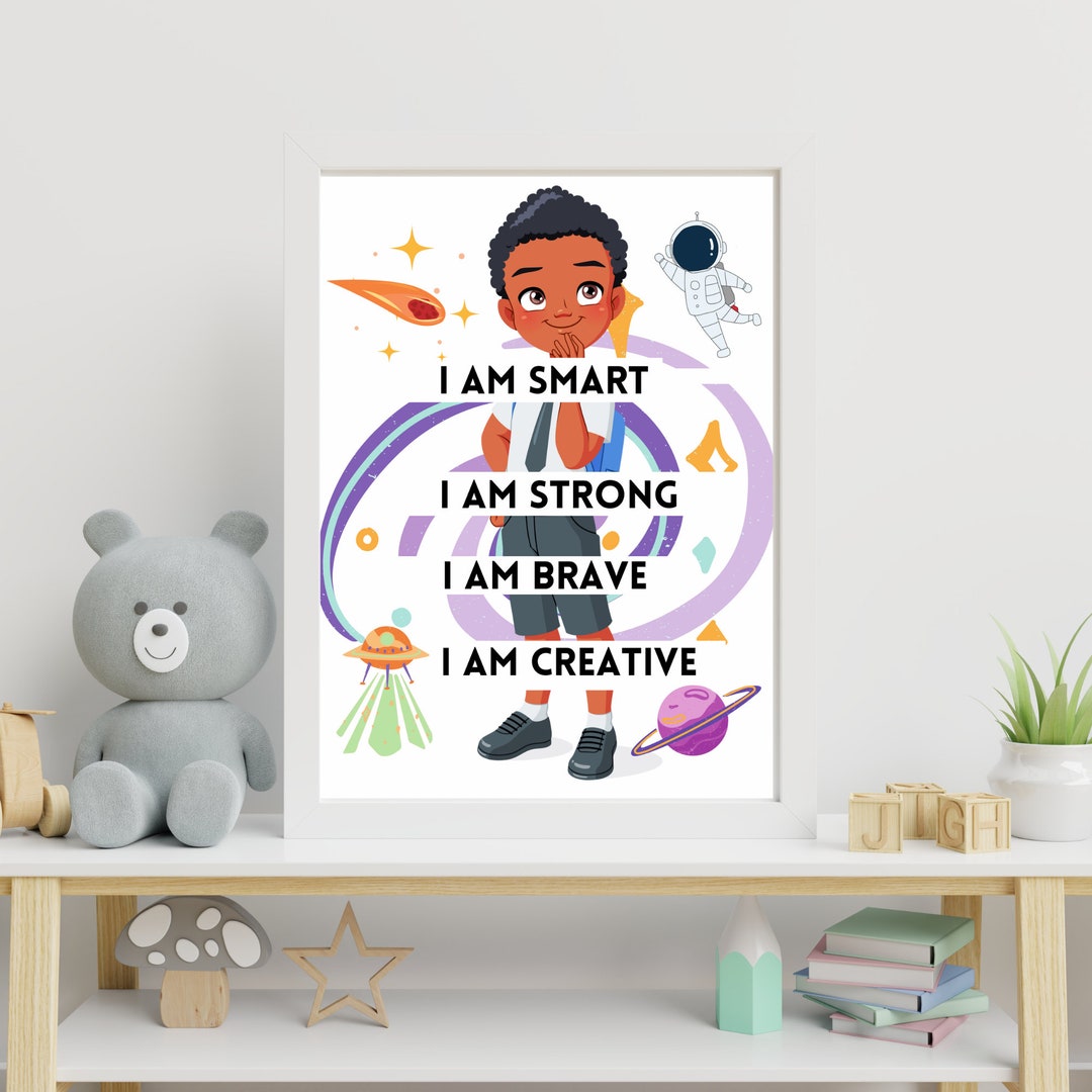 Kids Room Positive Affirmation Wall Art for Boys, Inspirational Quotes ...