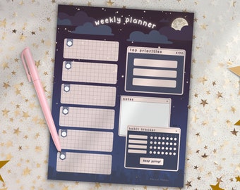 Weekly Planner Notepad Anime City / 2024 Weekly Schedule Note Pad / Planner Memo Pad / Aesthetic Stationery / Daily Organizer / Cute Planner