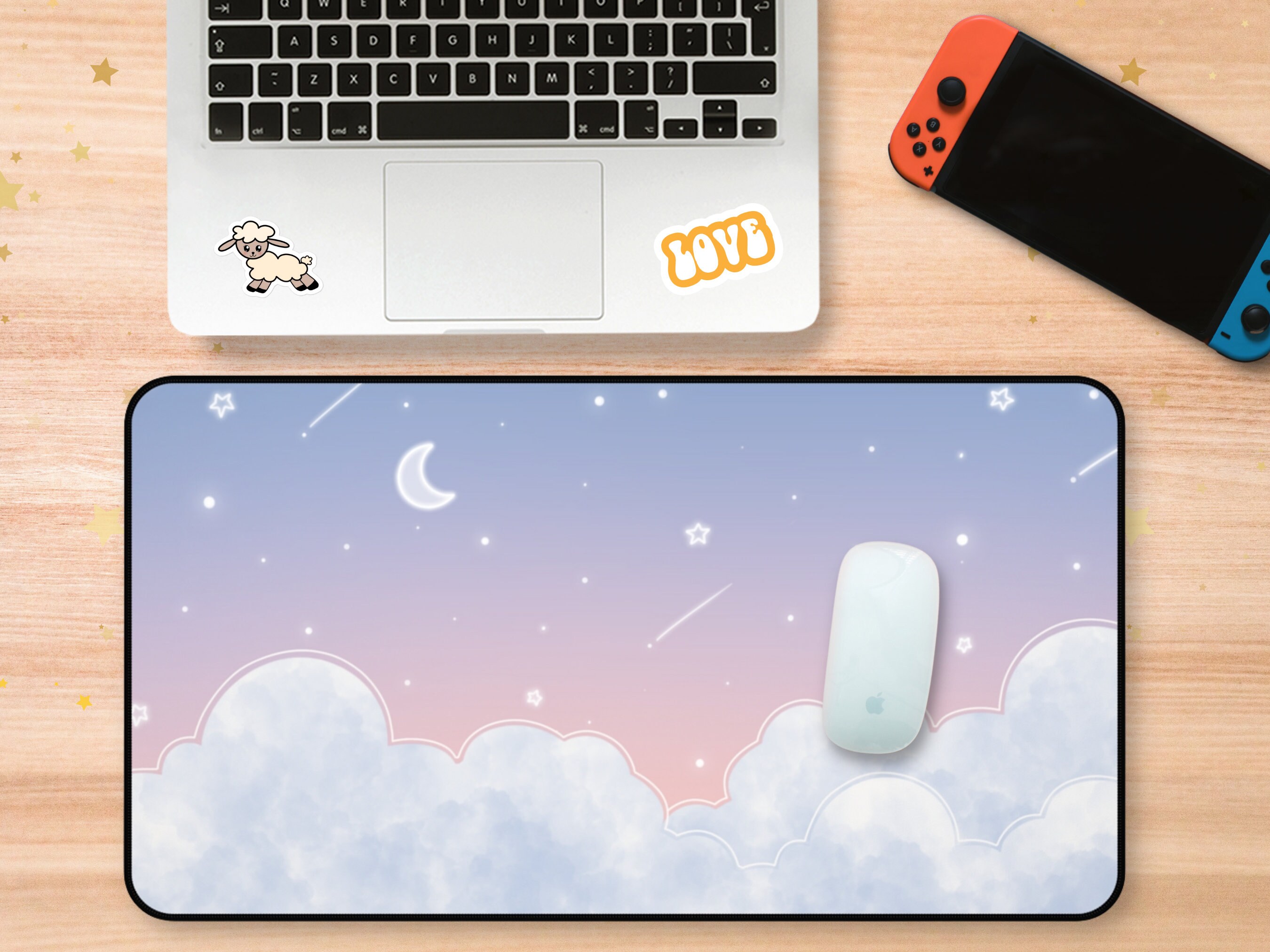 Kawaii Clouds Desk Mat | Dreamy Cute Celestial Large Gaming Mouse Pad ...