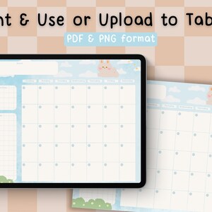Printable Monthly Planner Blue Sky / Blank Desk Calendar / - Etsy