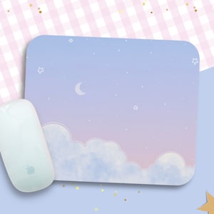 Mauspad Wolke / Pastell Himmelskörper Dekor für süße Schreibtisch Einrichtung / Pastell Mond und Sterne