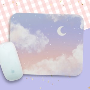 Niedliche verträumte Mauspad kleine Mauspad Kawaii Wolken Mauspad / Celestial Dawn Lila Pink Mousepad auf Schreibtisch Desktop Decor / Pastell Geschenk