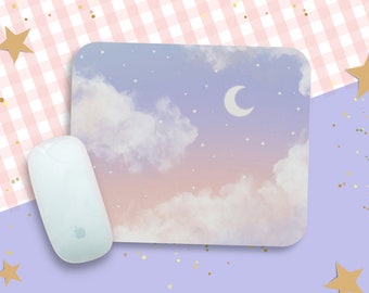 Cute Dreamy Mouse Pad Small Mousepad Kawaii Clouds Mouse Mat / Celestial Dawn Purple Pink Mousepad on Desk Desktop Decor / Pastel Gift