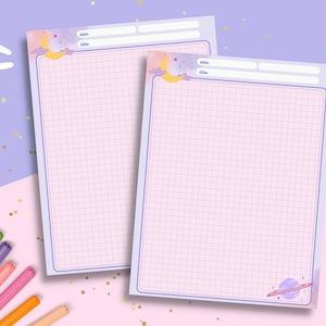 Dreamy Moon Notepad Cute Grid Memo Note Paper Aesthetic Celestial Writing Paper US Letter Tear-Off Note pad 53 Pages Stationery image 3