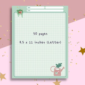 Plants Notepad Grid Memo Paper Green Plant Writing Paper US Letter Tear-Off Notepad 53 pages Stationery image 2