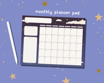 2024 Monthly Planner Pad Lofi / Letter Size Tear Off Notepad Organizer / Undated Desk Calendar / Cute Planner Agenda / Productivity Planner