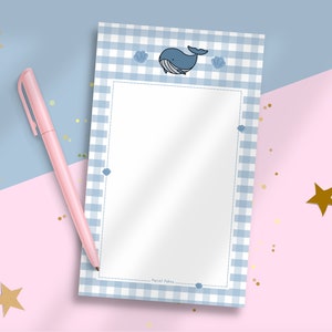 Kawaii Whale Notepad / Cute Ocean Animal Stationery / to Do List Memo ...