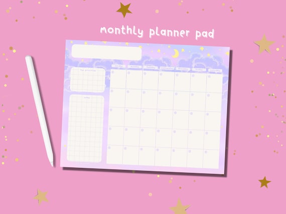 2025 Monthly Planner Pad Pink / Letter Size Tear Off Notepad Organizer / Undated Desk Calendar / Cute Planner Agenda / Productivity Planner